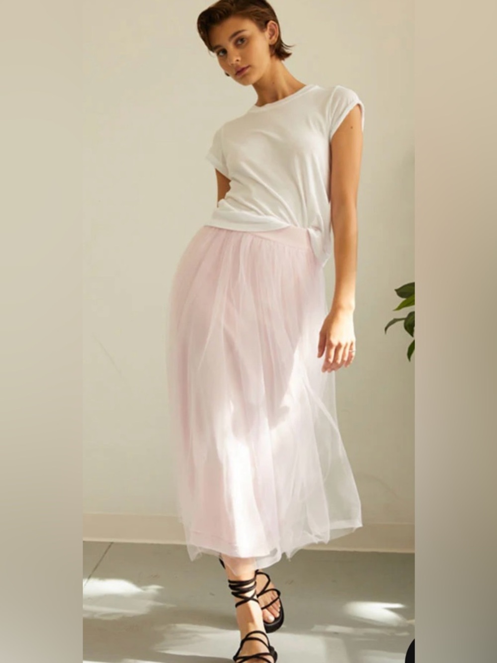 Beautiful Autumn Cashmere midi skirt with Tulle